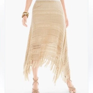 Chico's Beige Crochet A-Line Skirt